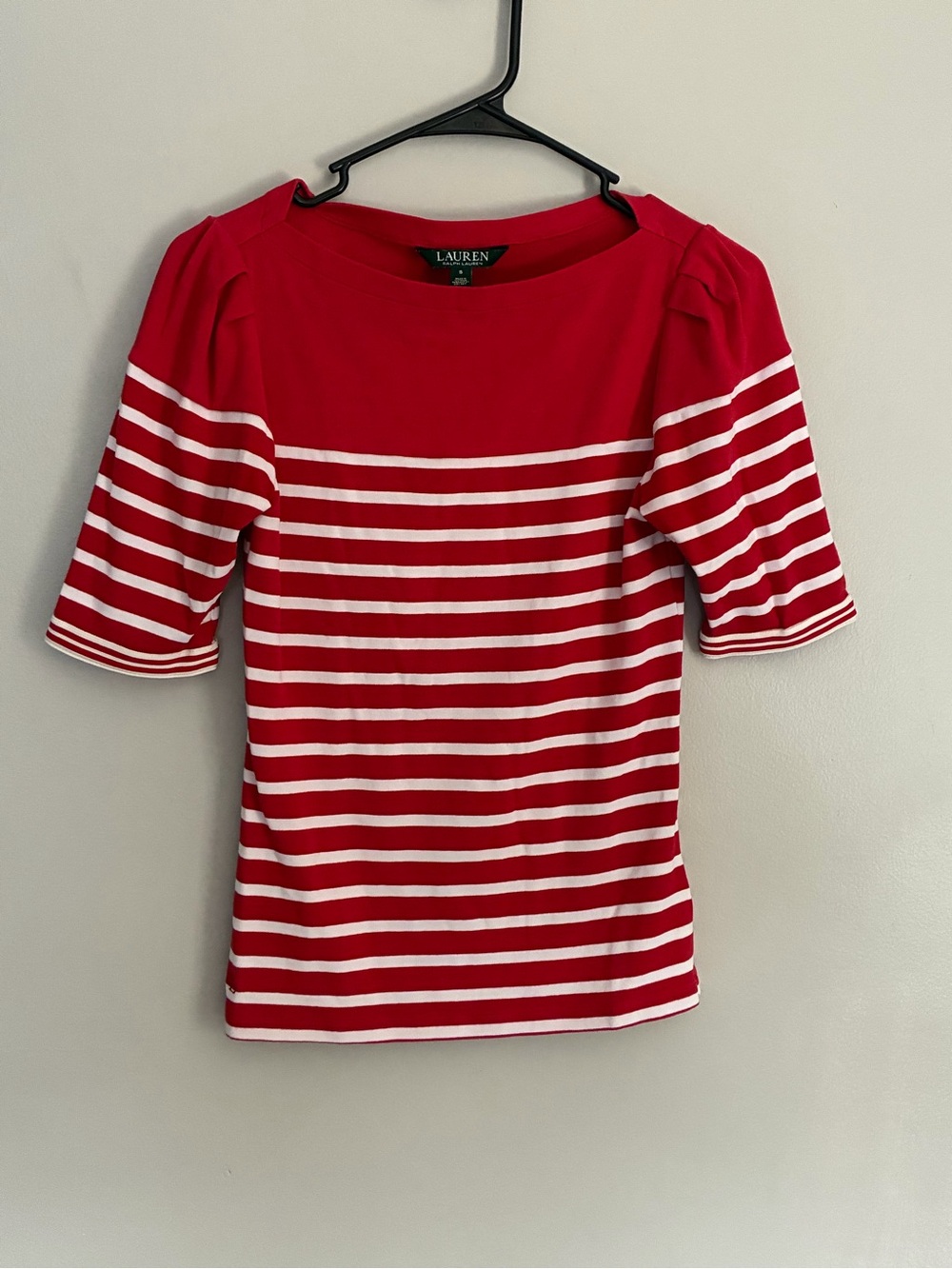 Lauren Ralph Lauren Red & White Striped Nautical Top women’s S